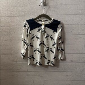 Kate Quinn Cream and Black Heron Print Long Sleeve Tee